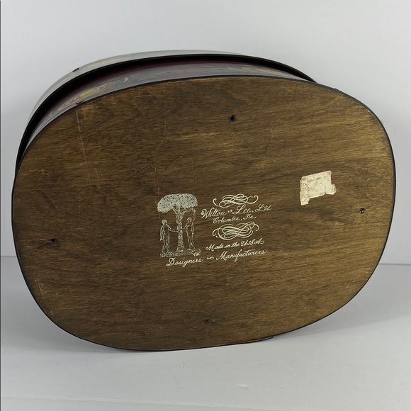 Vintage Wilton & Lee Ltd Hand Painted Shaker Oval Box 1773 with Lid Red Yellow - Picture 7 of 10